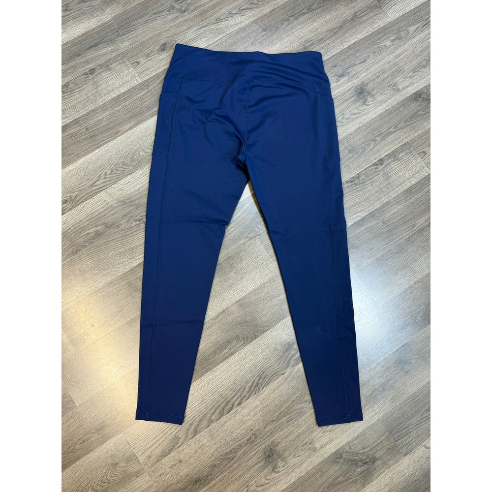 Navy Blue High Waisted Athletic Leggings with Side Pockets XL